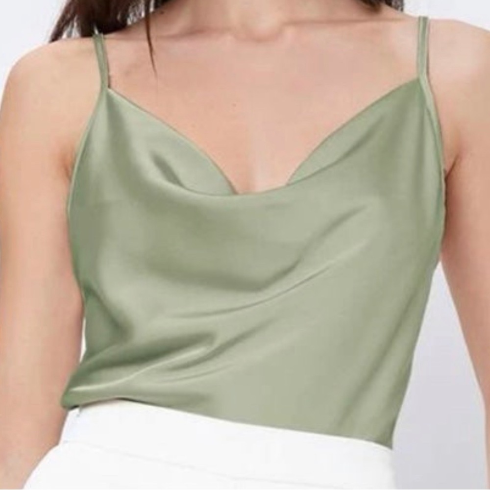 cowl neck tank top | satin tank top
